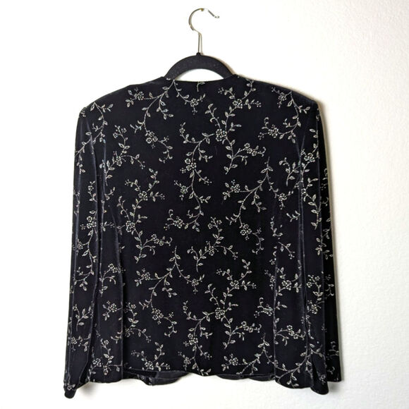VTG R&M Richards Sparkly Floral Velvet Evening Jacket Size L Petite Whimsigoth - Picture 2 of 11